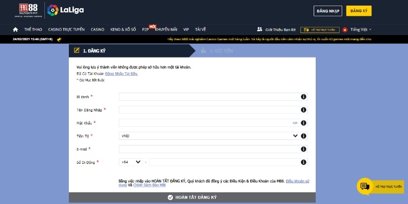 Hướng dẫn đăng ký M88 chi tiết nhất cho hội viên mới 2 Xác Nhận Đăng Ký M88 Để Hệ Thống Tạo Lập Tài Khoản Trong Ít Phút
