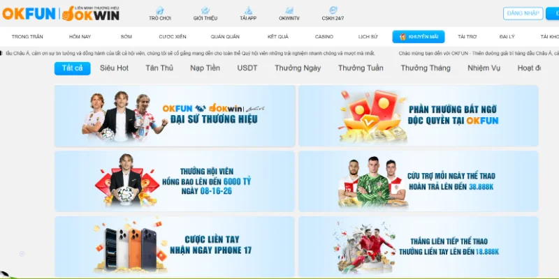 Okfun Xây Dựng Hàng Loạt Chính Sách Thưởng Đa Dạng